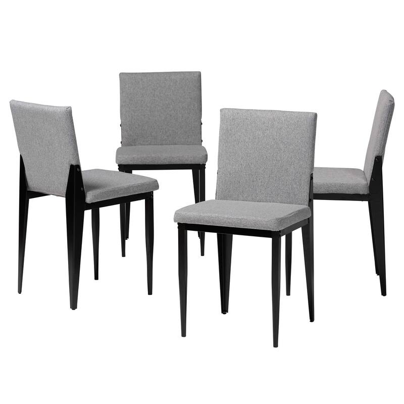 Bishop Industrial Fabric and Metal 4-Piece Dining Chair Set - Grey