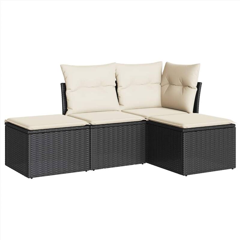 vidaXL Garden Sofa Set Black and Cream White - 21.7 x 21.7 x 14.6