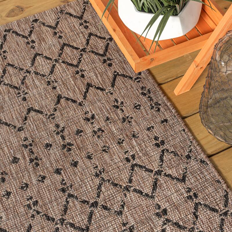 JONATHAN Y Trebol Moroccan Geometric Textured Weave Indoor/Outdoor Area Rug