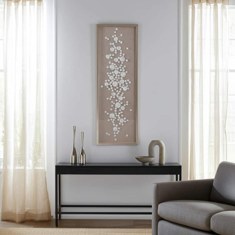 Resin Canvas Wall Art Vertical Floral Design with PS Frame - 47" White