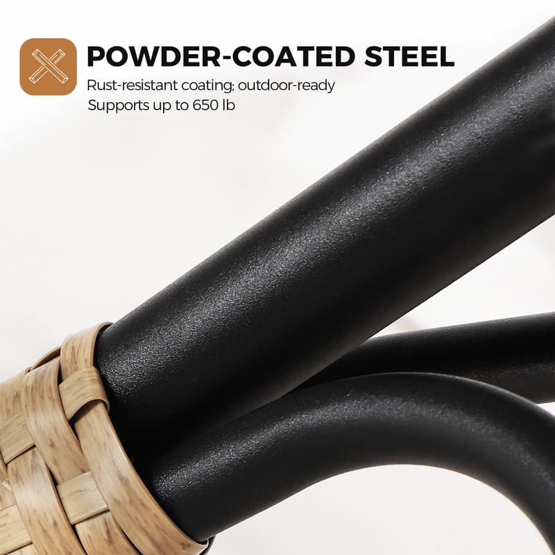 2-Person Papasan-Style Oversized Wicker Egg Lounge Chair with Cushions, Indoor/Outdoor