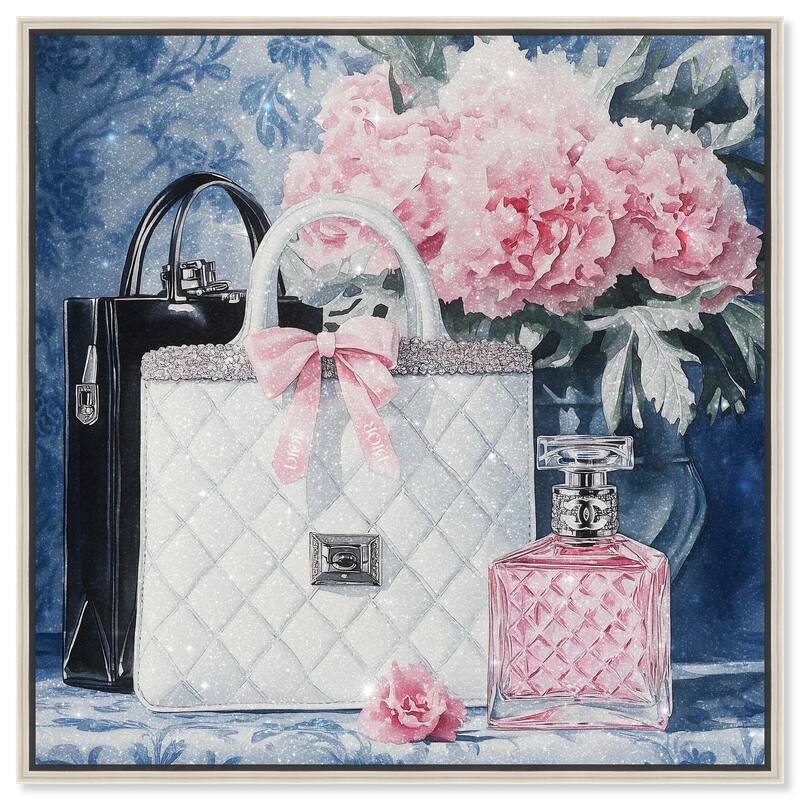 Pink Porcelain Purse and Perfume Canvas by Art Remedy - Silver - 24" x 24"