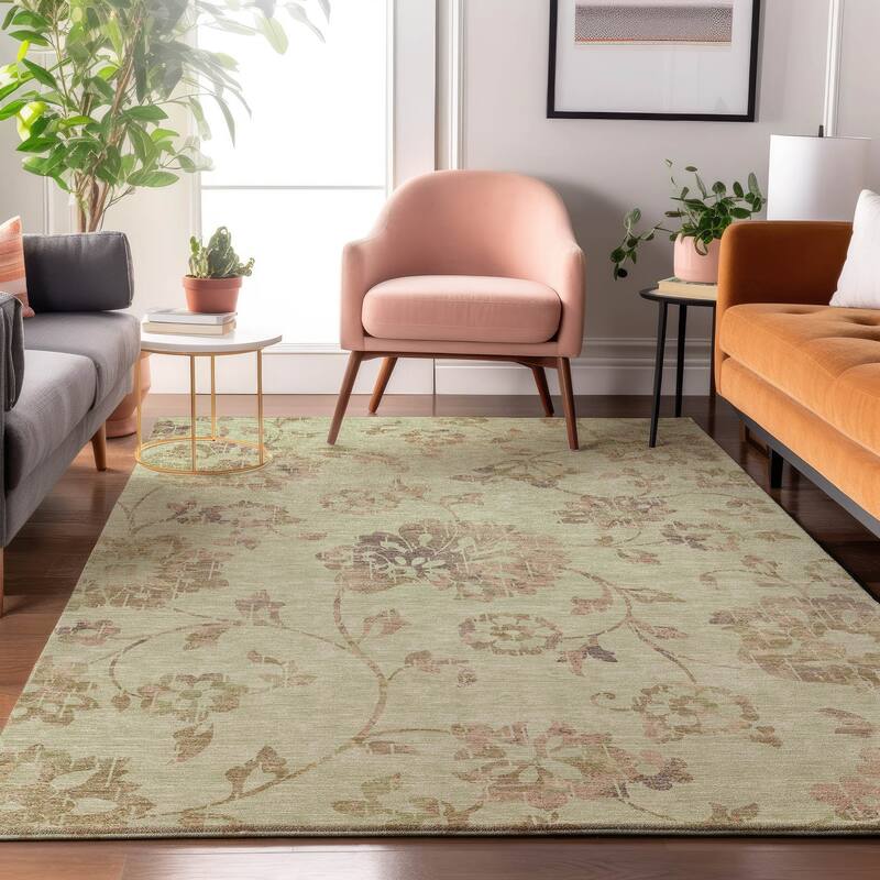 Premium Washable Super Soft Floral Whimsy Mayfield Rug - Aloe - 10' x 14'