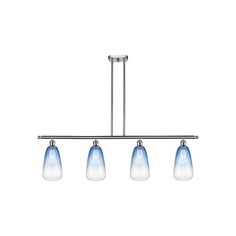 Innovations Lighting Endless Possibilities Ballston - Brookhaven Almond - 4 Light 48" Stem Hung Island Light - Brushed Satin Nickel/Sapphire Blue