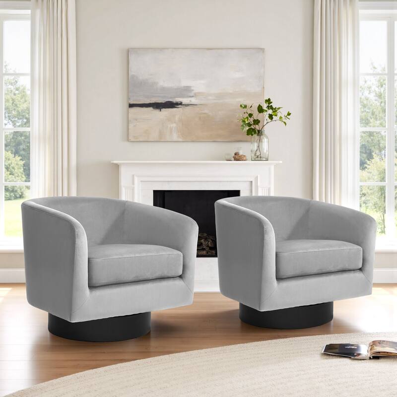 2 Set 360-Degree Swivel Round Barrel Chair Velvet Accent Chairs