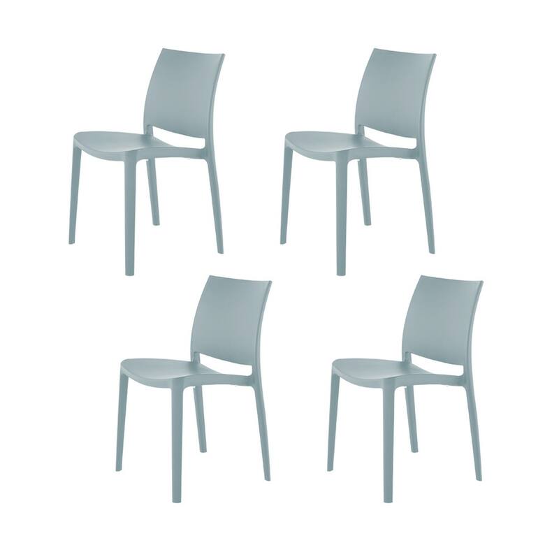 Set of Four Baby Blue Heavy Duty Plastic Outdoor Stacking Dining Chairs