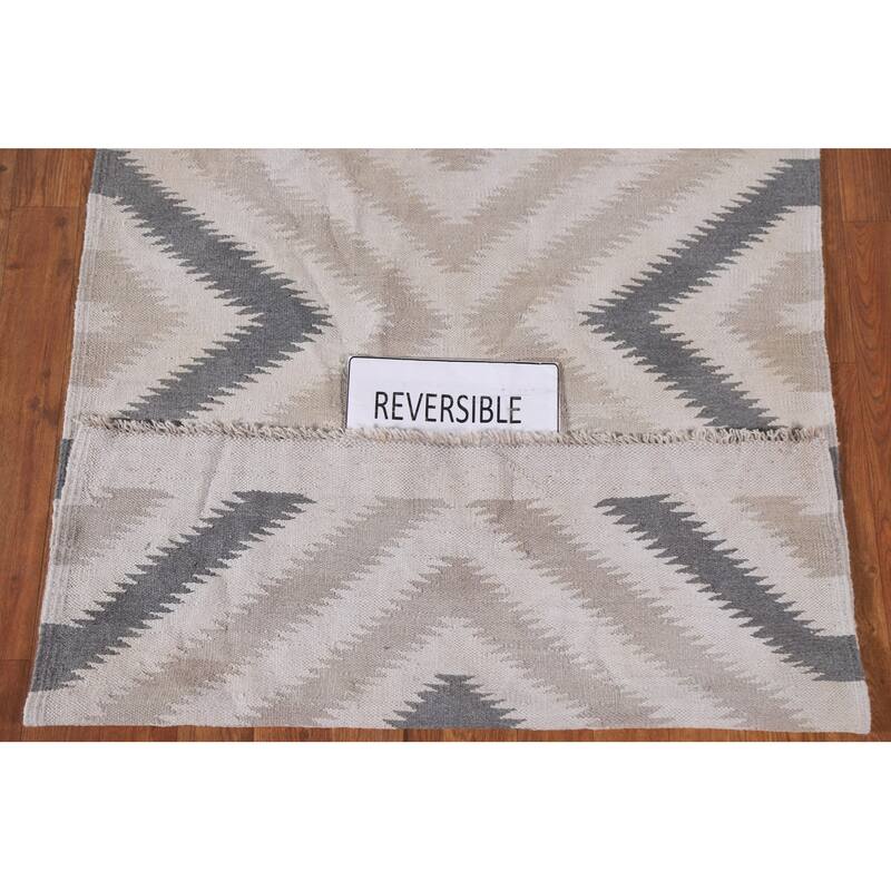 Reversible Kilim Accent Rug Flatweave Oriental Wool Carpet - 3'0"x 4'10"