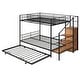 preview thumbnail 63 of 70, Twin Over Full Bunk Bed with Stairs and Wardrobe Metal Bunk Bed with Wire Shelving and Lateral Storage Ladder for Bedroom Dorm
