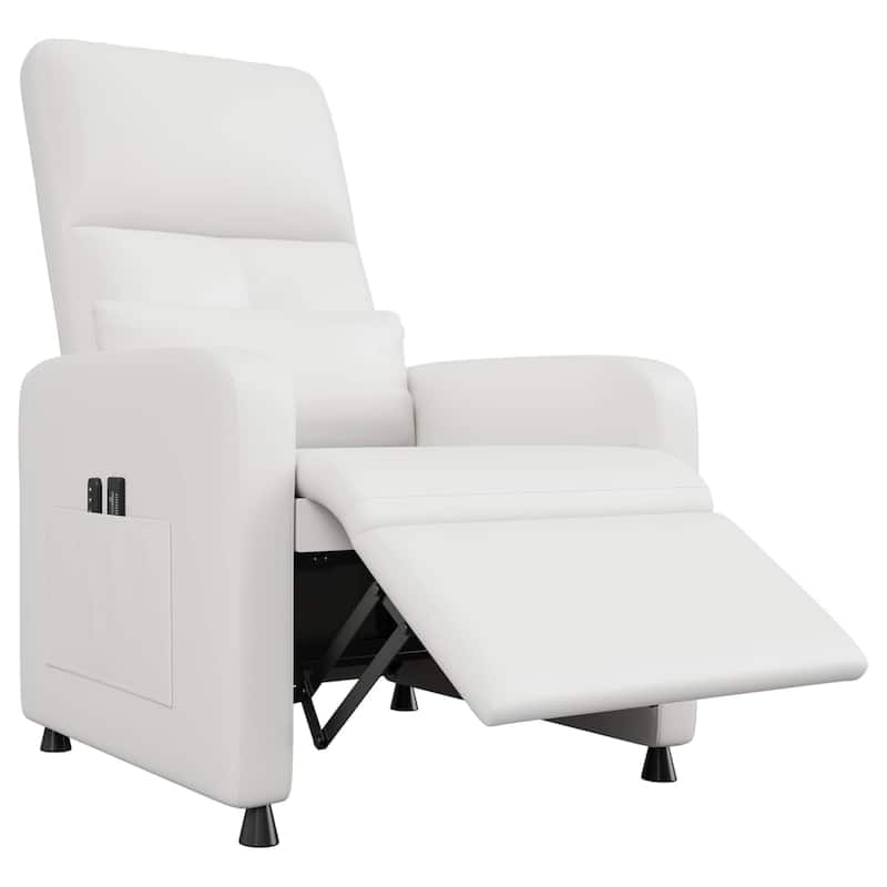 Adjustable Electric Power Recliner Chair, PU Leather Single Sofa for Living Room - White