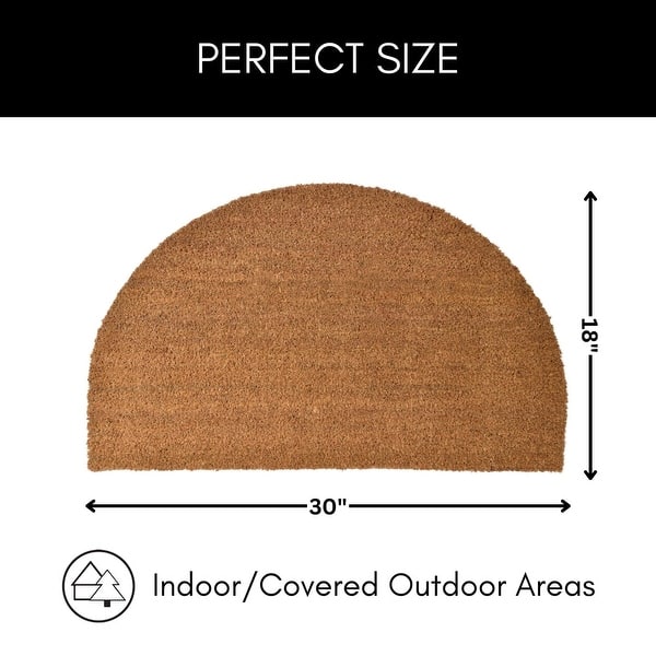 Sheltered Half Round Front Door Mat Braided Coir Coco Rubber Rug - 30 L ...