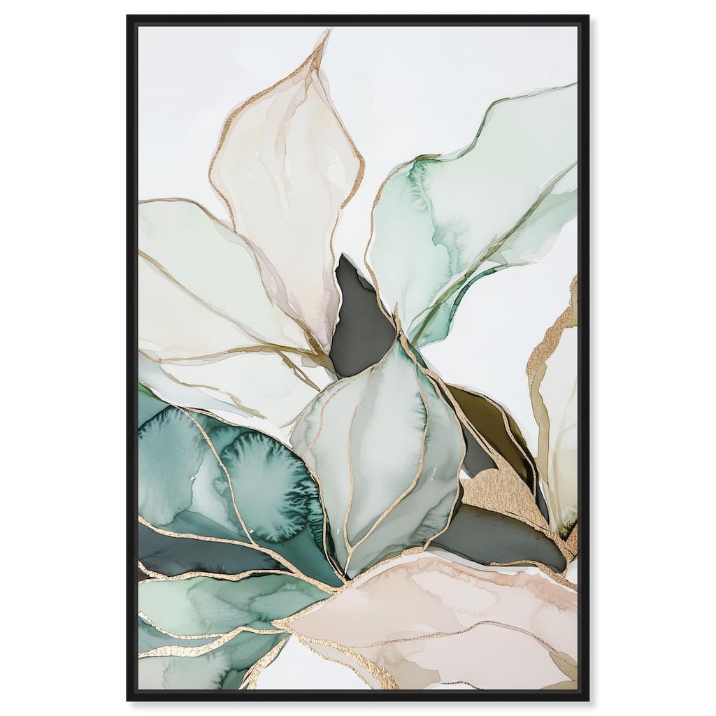 Pastel Leaves with Gold III Canvas by Art Remedy
