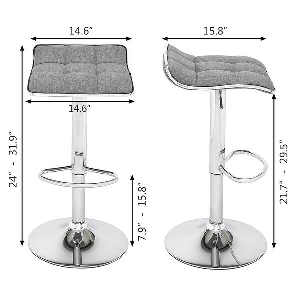 Soft-Packed Fabric Square Board Curved Foot Bar Stools Set of 2
