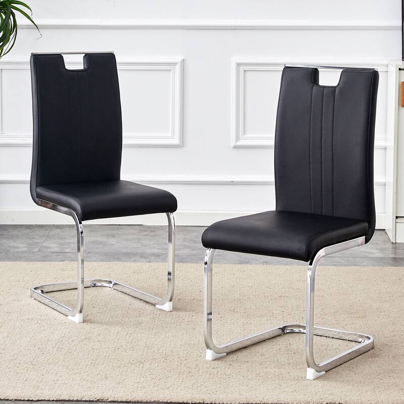 Set Of Four Pu Material Bow-Shaped Chairs