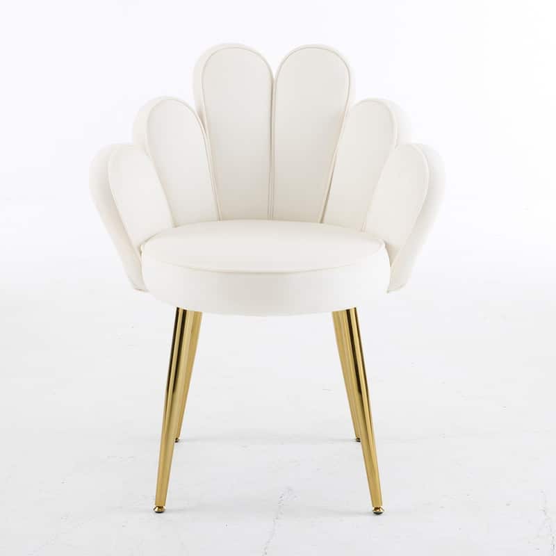 Scalloped Petal Velvet Accent Chair with Pillows