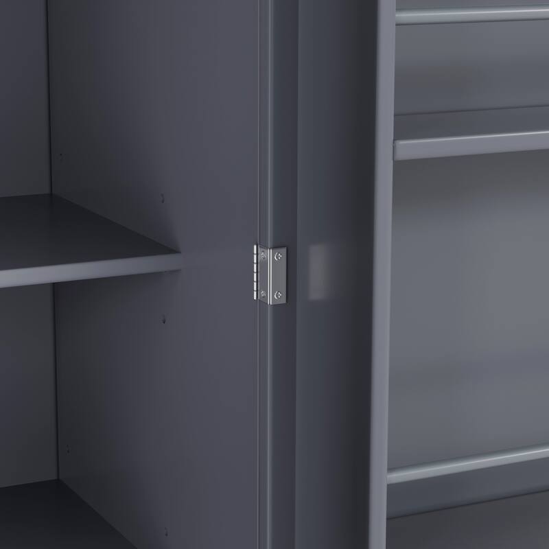 77" Farmhouse Kitchen Pantry, Freestanding Tall Cabinet with Adjustable Shelves, Door Racks & Drawers for Dining Room