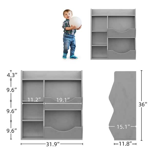 dimension image slide 0 of 3, 5-Cubby Kid's Bookcase and Bookshelf