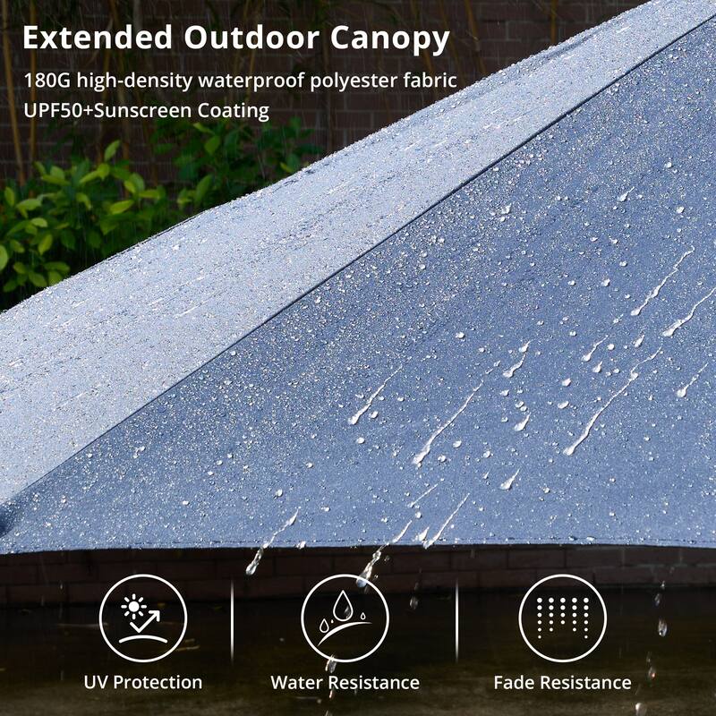 HOOOWOOO Outdoor Patio Umbrella with Solar LED Light