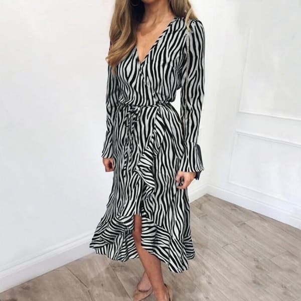 striped boho maxi dress