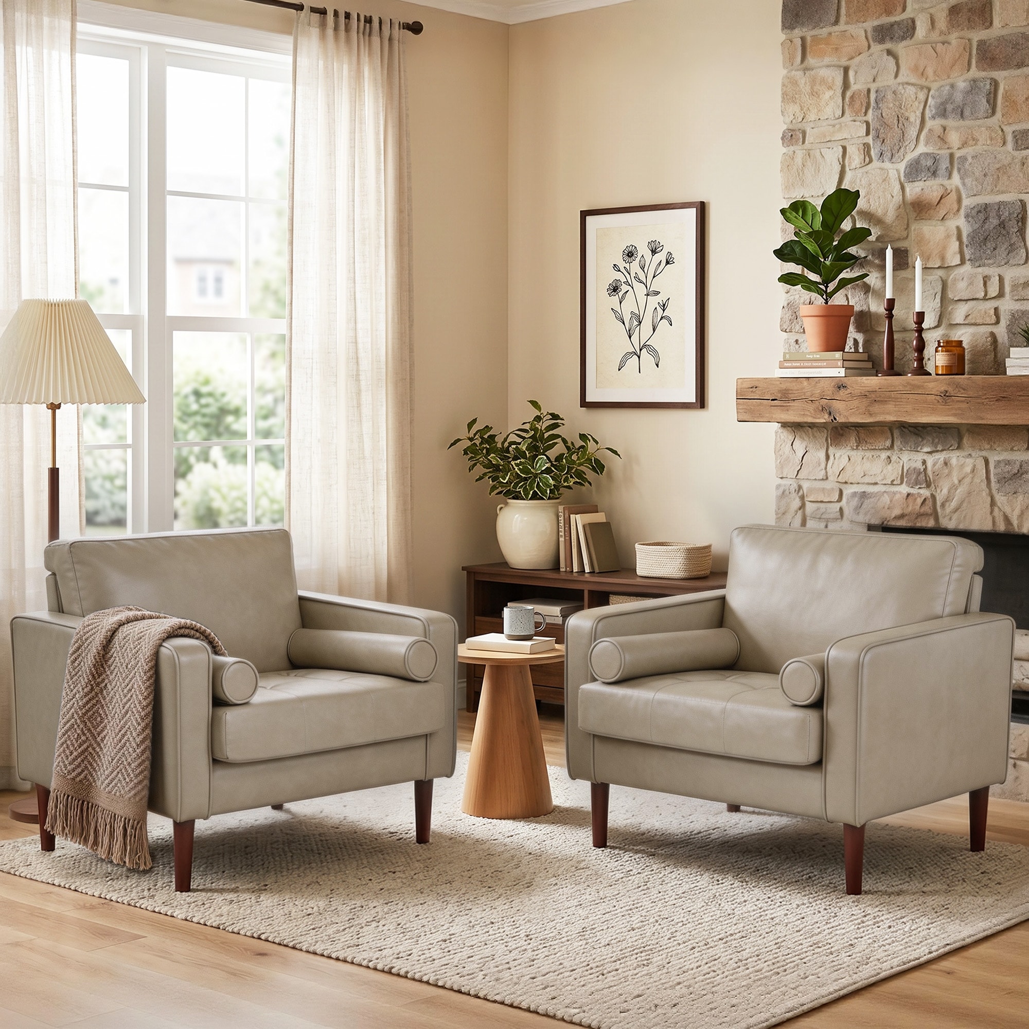 2 Set Modern Wide Armchair Corduroy Accent Chairs