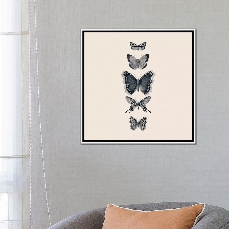 iCanvas "Inked Butterflies Beige Square" by Monika Strigel Framed Canvas Print