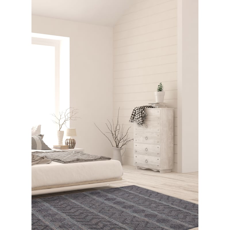ECARPETGALLERY Braid weave Sienna Grey Wool Rug - 6'2 x 9'1