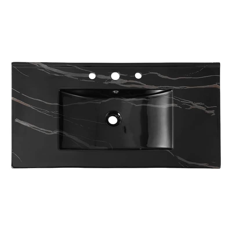 Aubert 3-Hole Classic Contemporary Rectangular Ceramic Single Sink Basin Vanity Top, by JONATHAN Y