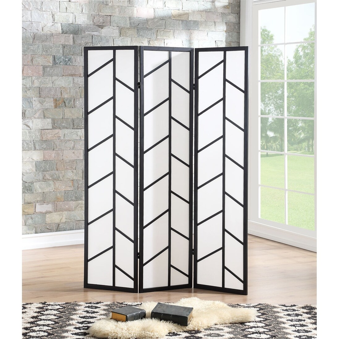 Costway 3 Panel Room Divider Folding Privacy Climbing Screen Wood Frame Black