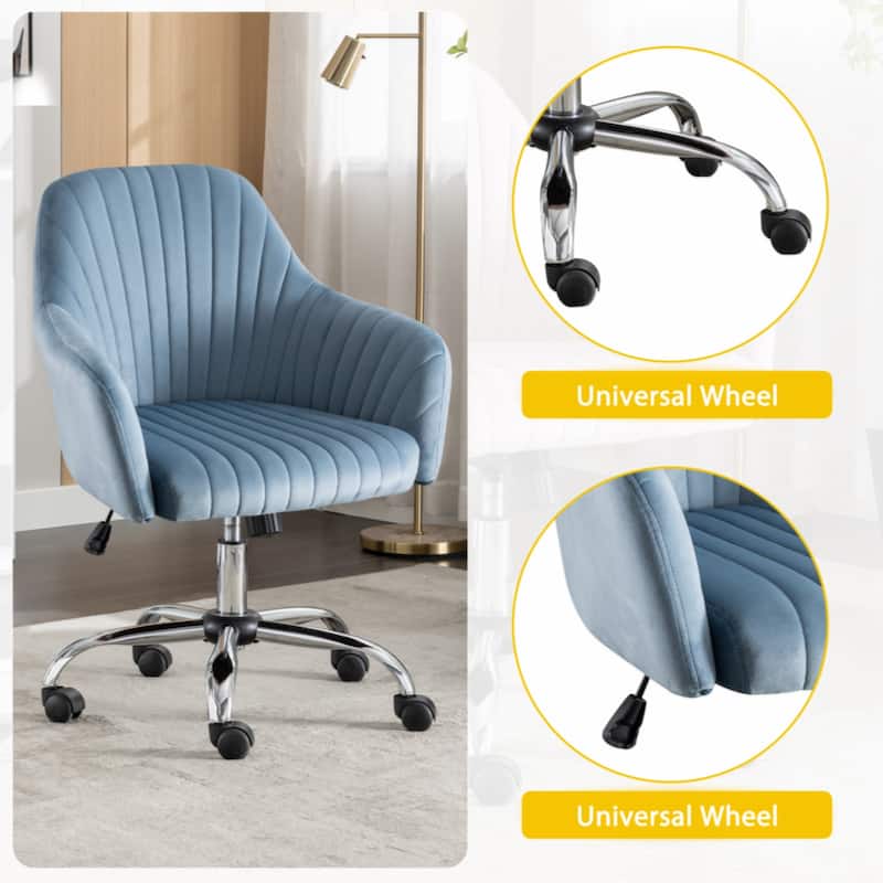 Accent chair Modern home office leisure chair with adjustable velvet height and adjustable casters