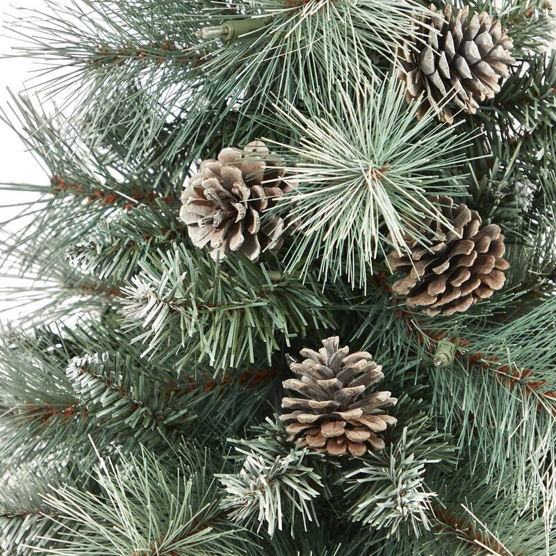 Artificial Christmas Tree 3.5ft Prelit Mountain Pine Tree with Lights & Planter - Green - 42