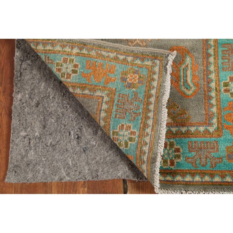 Gray Geometric Kazak Accent Rug Hand-Knotted Geometric Wool Carpet - 2'1"x 2'10"