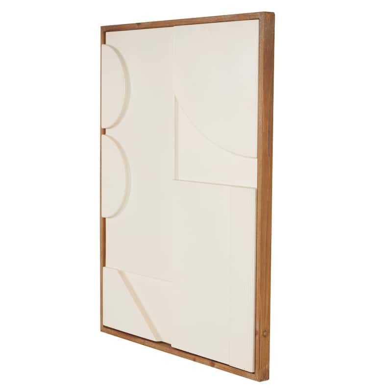White or Cream Wood Geometric Wall Decor with Brown or Black Wood Frame