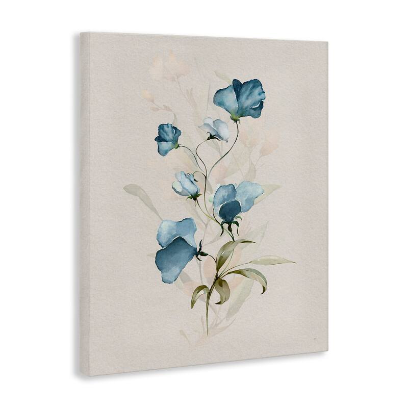 Stupell Blue Herb & Blossom Canvas Wall Art Design By Susan Jill