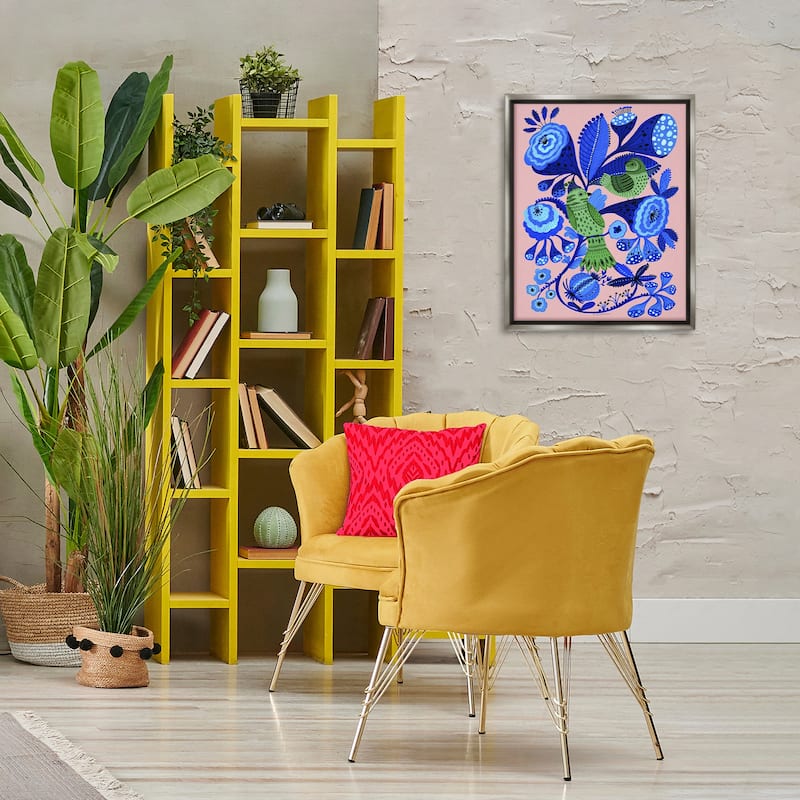 Stupell Folk Style Birds in Nature Framed Floater Canvas Wall Art Design By Kay Widdowson