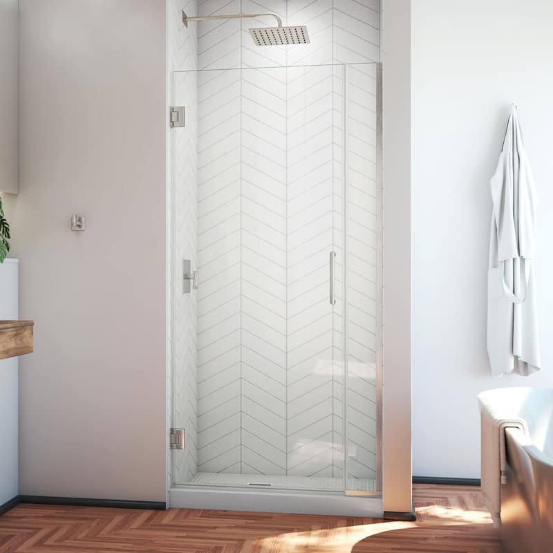 DreamLine Unidoor Plus 33 1/2 - 34 in. W x 72 in. H Frameless Hinged Shower Door - 33.5" - 34" W