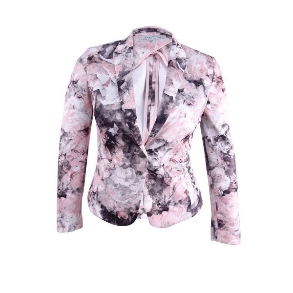 Shop Tahari Asl Women S Floral Print Scuba Blazer Pink Grey