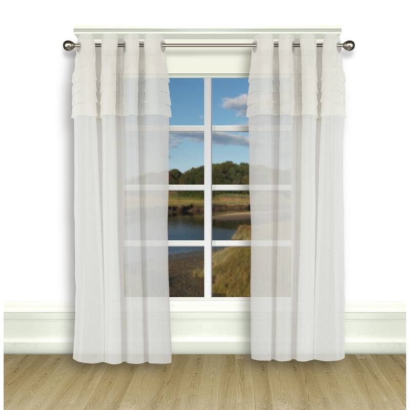 Geneva Elegant Sheer Grommet Curtain Panel - 52"W x 63"L - White