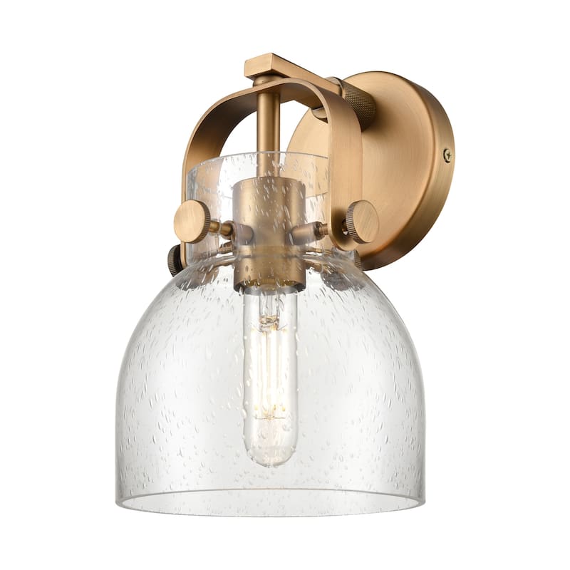 Innovations Lighting 423-1W-10-7 Pilaster II Bell Sconce Pilaster II - Brushed Brass / Seedy