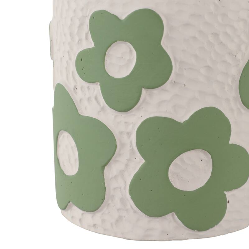 Decorative Flower Pencil Cups Storage - Set of 2, 4", Green & Black - 4.0"