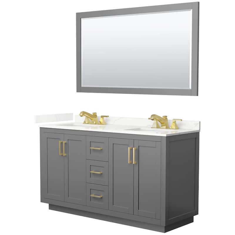 Wyndham Collection WCF292960D-QTZ-US3M58 Miranda 60" Free Standing - Dark Gray / Giotto Quartz Top / Brushed Gold