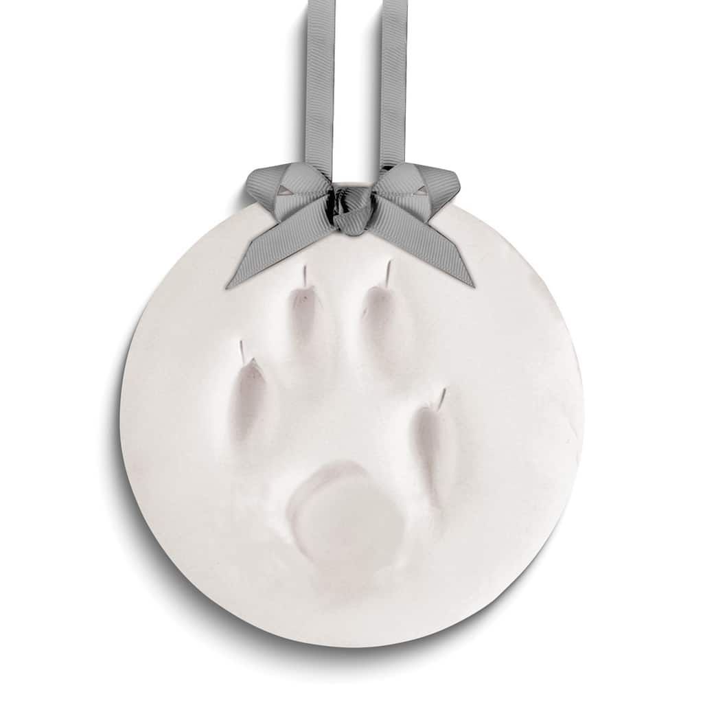 Curata White Paw Print (Grey Ribbon) Keepsake Ornament Kit with Clay Tools and Instructions
