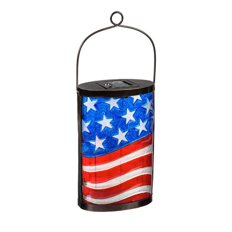 14.8" Solar Lantern, Stripe, Patriotic Flag