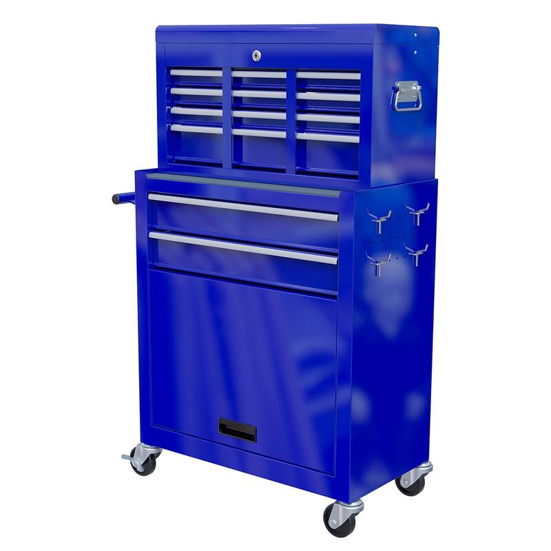 8-drawer Rolling Tool Chest High Capacity Tool Box Storage Cabinet With Drawers Wheels - Blue