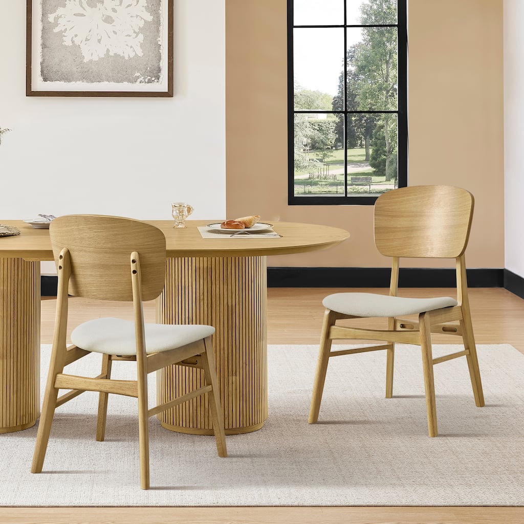 Spruce & Spring Modern Wood Dining Chairs with Ergonomic Back and Cushioned Seat