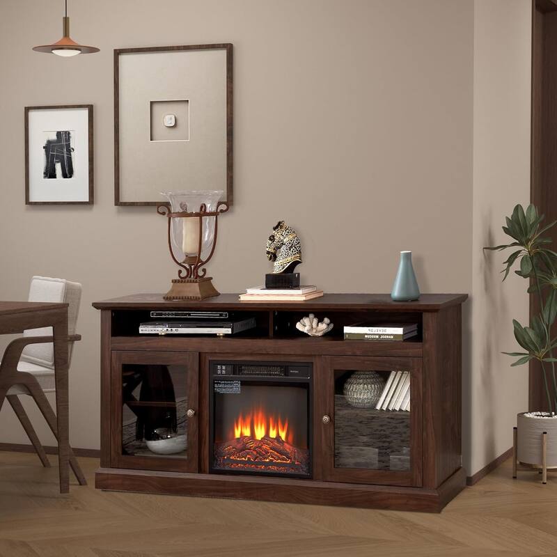 Roomfitters Contemporary TV Media Stand, Modern Entertainment Console, Up to 65" TV, Open & Closed Storage Space