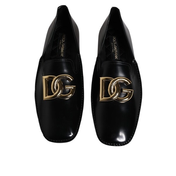 Dolce & Gabbana Black Leather DG Logo Loafer Men Dress Men's Shoes
