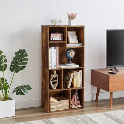 Javlergo 4-Tier Bookcase with Storage Shelves, Modern Home Office Bookshelf, Vertical or Horizontal