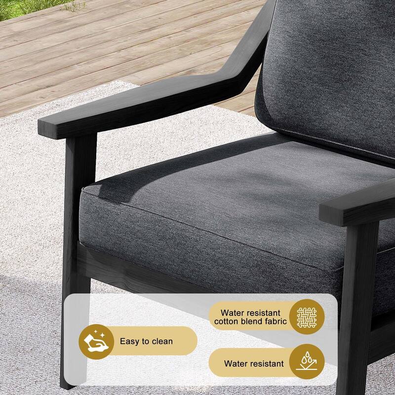 Outdoor Patio Club Chair Arm Lounge Cushion Chair (Set of 2)