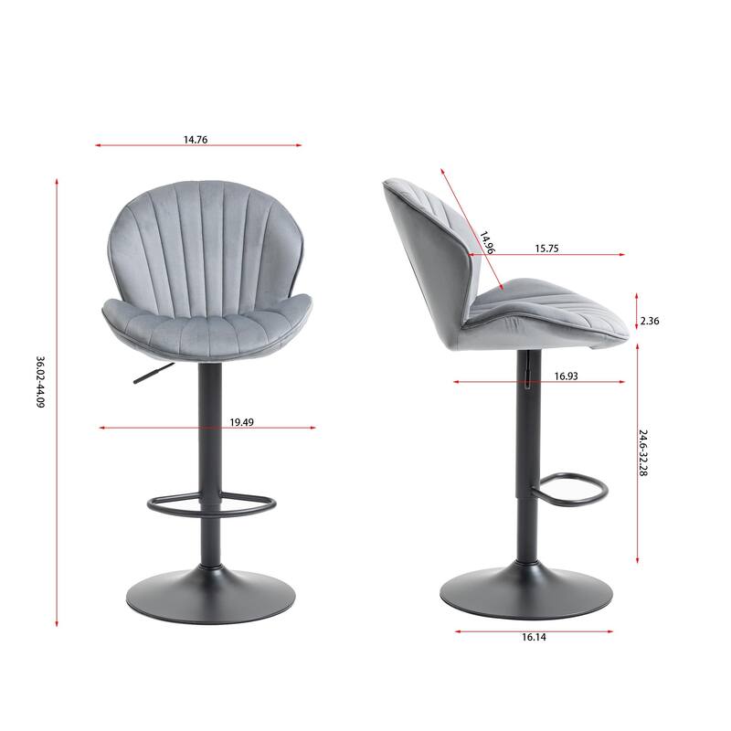 Bar Stools Set of 2 - Adjustable Barstools with Back and Footrest