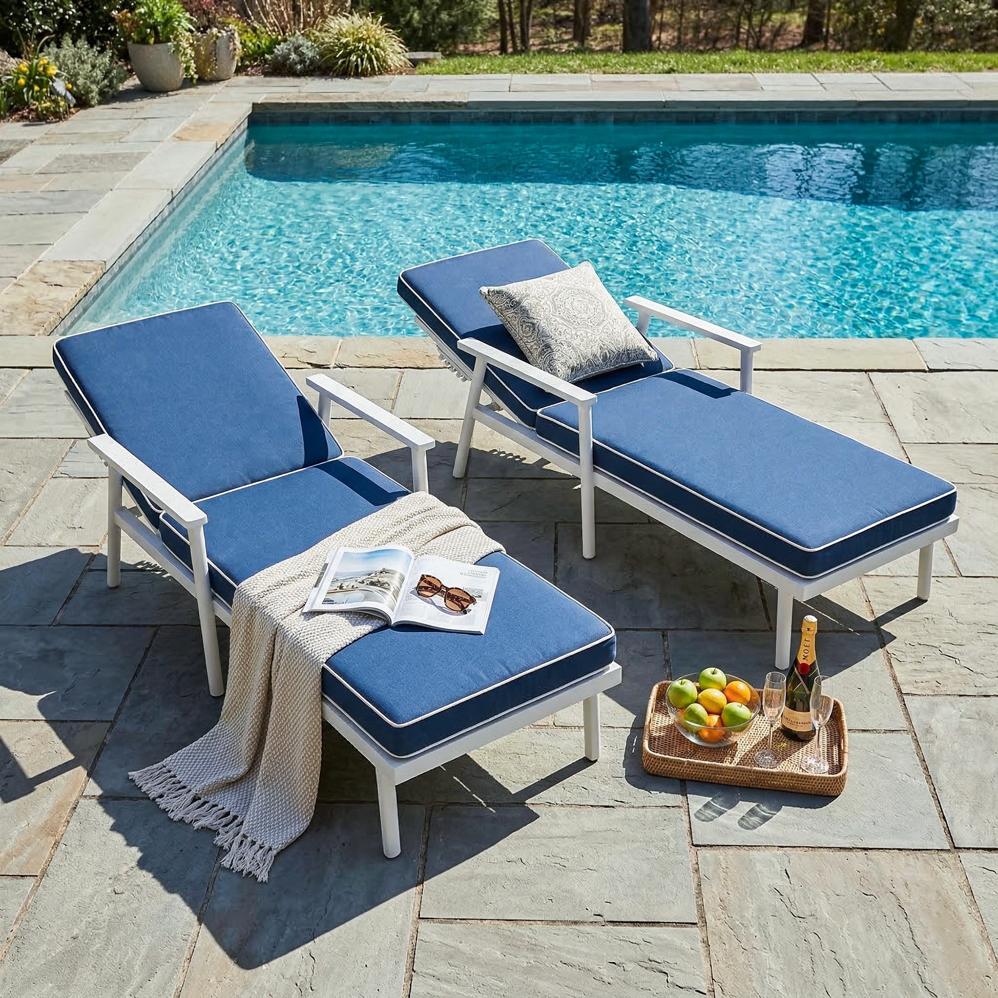 Nuu Garden Outdoor Aluminum Chaise Lounge Chair with 6 Adjustable Backrest