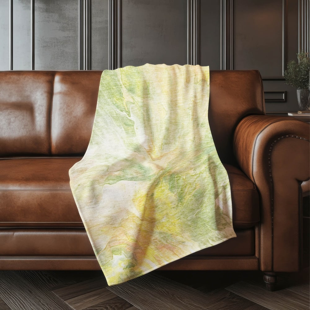 Premium Machine Washable Abstract Watercolor Sherpa Throw Blanket